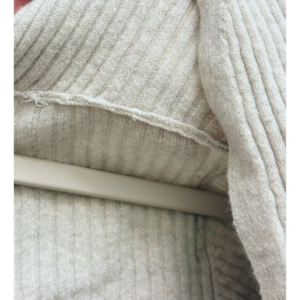 Eileen Fisher Italian Wool Ribbed Cardigan in Oatmeal
